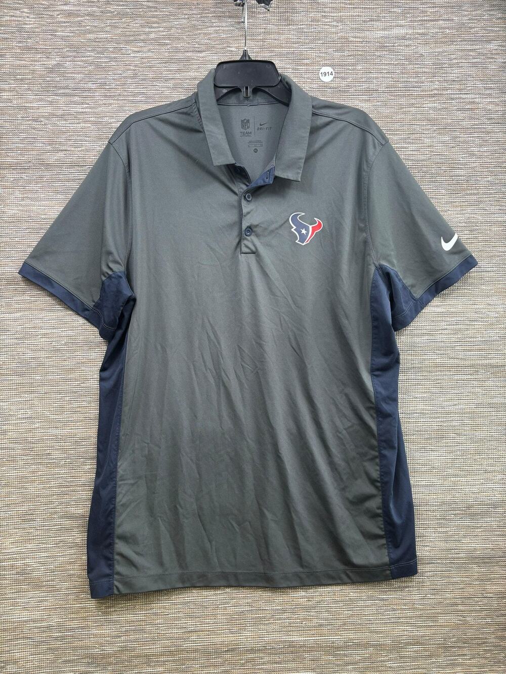 Houston Texans Shirt Mens XL Gray NFL Football Nike Dri Fit Polo Golf Top